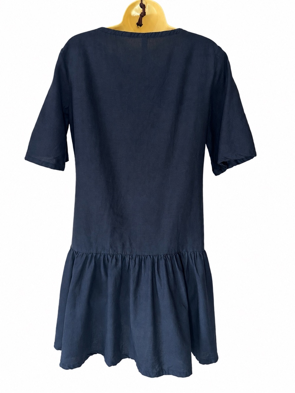 Emma Knudsen Lauren Dress Navy Linen Blend Ruffle Hem Oversized XXS (XS-Sm) - Picture 3 of 11